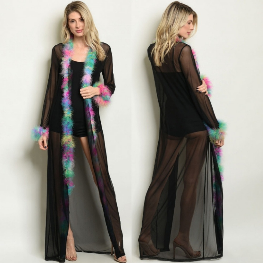 🆕️👉🤭💕💕Black Multi Cotton Candy Kimono